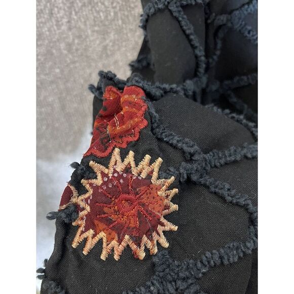 Fashion Bug Button Up Jacket‎ Womens Size 22/24 Black Floral Embroidery Canvas - Picture 6 of 9